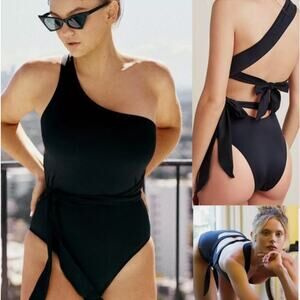 We Are HAH Black One Piece Swimsuit Noir 1 4 Ur Soul 1 Shoulder Swimwear, Size S